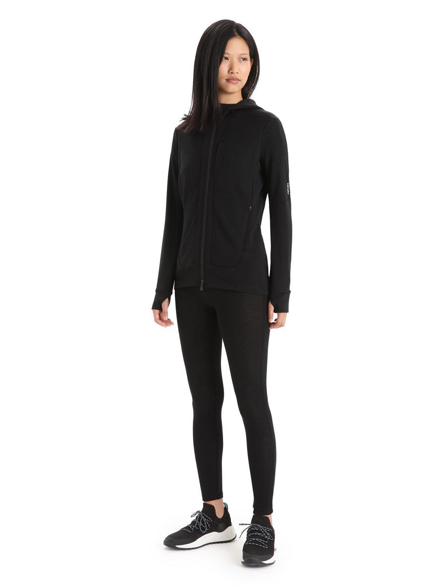 Black Icebreaker Merino Quantum III Long Sleeve Zip Women's Hoodie | AU 1678WNBY